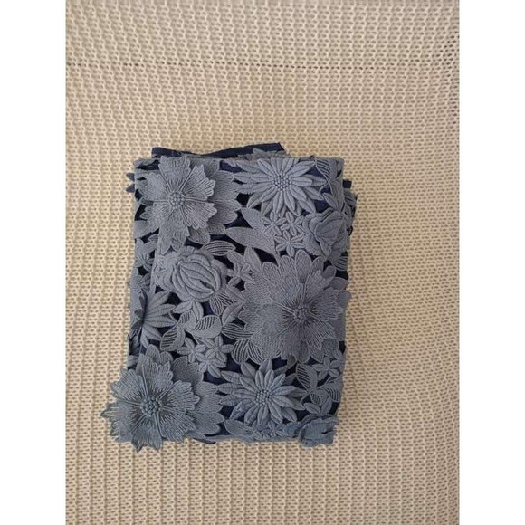 French Connection Blue Grey 3D Floral Lace Mini Skirt 12 Large L Party Wedding - Picture 7 of 7